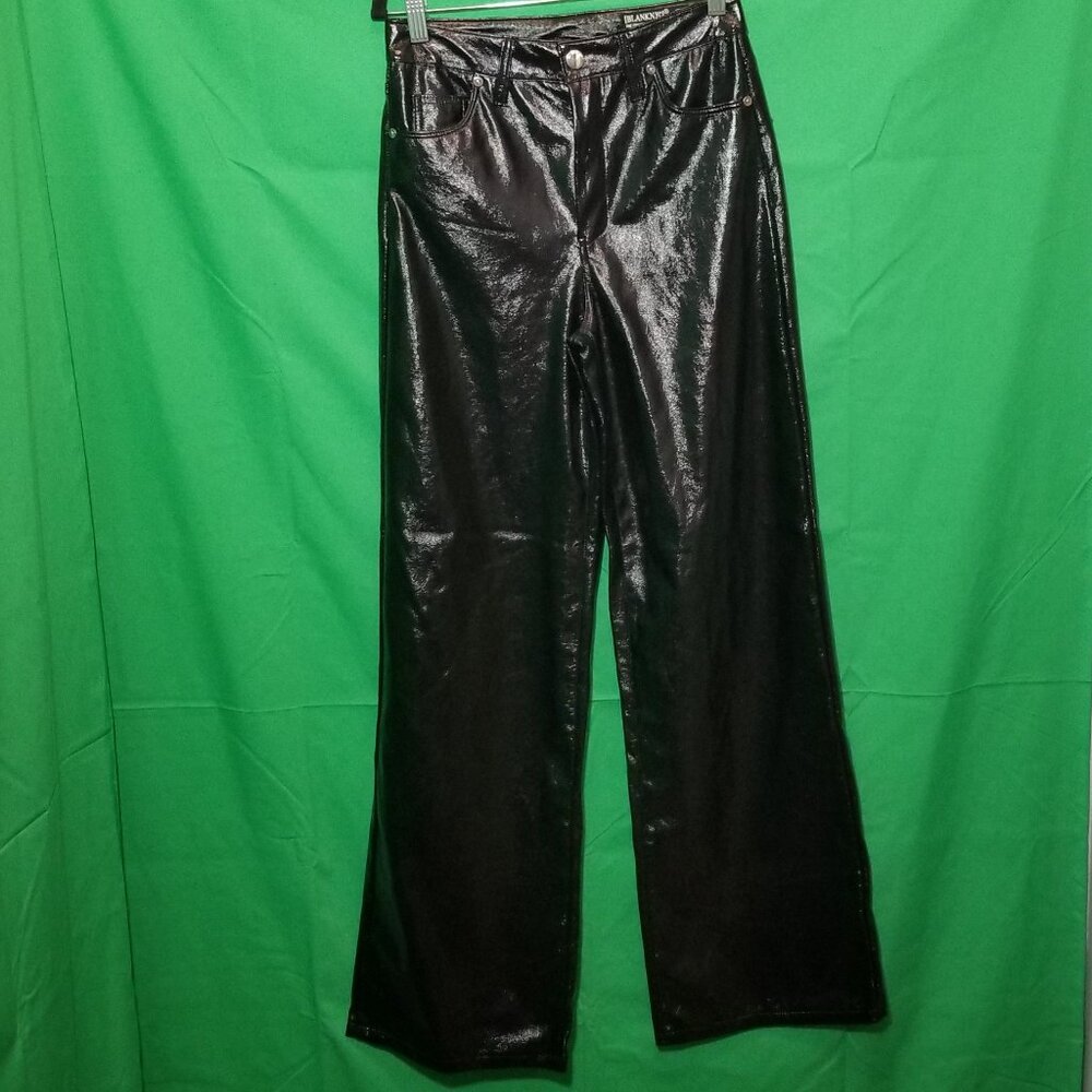 BLANKNYC The Franklin Black Faux Leather Wide Leg Pants City Club Wear Party NWT